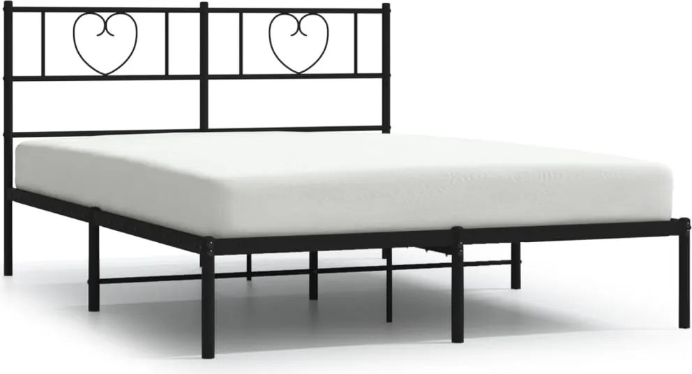 vidaXL fekete fém ágykeret fejtámlával 120 x 200 cm