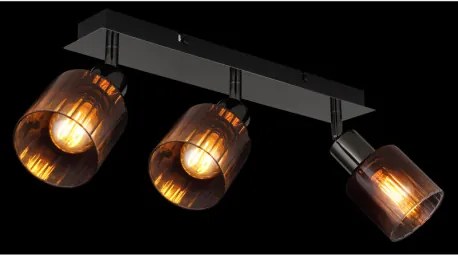 Globo 54313-3 Spotlámpa fém fekete-króm, réz színű/átlátszó színátmenetes üveg búra, HxSzxM: 400x80x180mm, 3x E14 40W 230V izzók nélkül