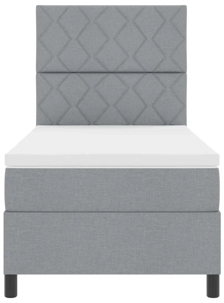 Box Spring Ágy Matraccal Világosszürke Egyszemélyes Szövet