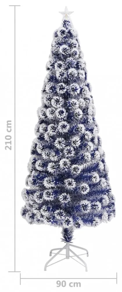 fehér és kék száloptikás megvilágított műkarácsonyfa 210 cm