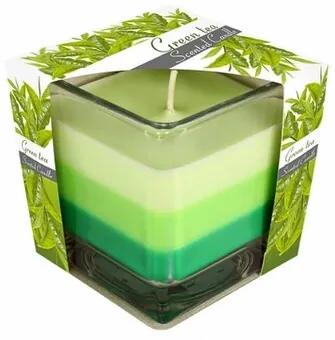 Szivárvány Zöld tea gyertya üvegpohárban, 170 g