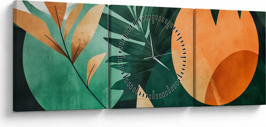 Kép - Geometrikus természeti minták (órával) (90x30 cm)