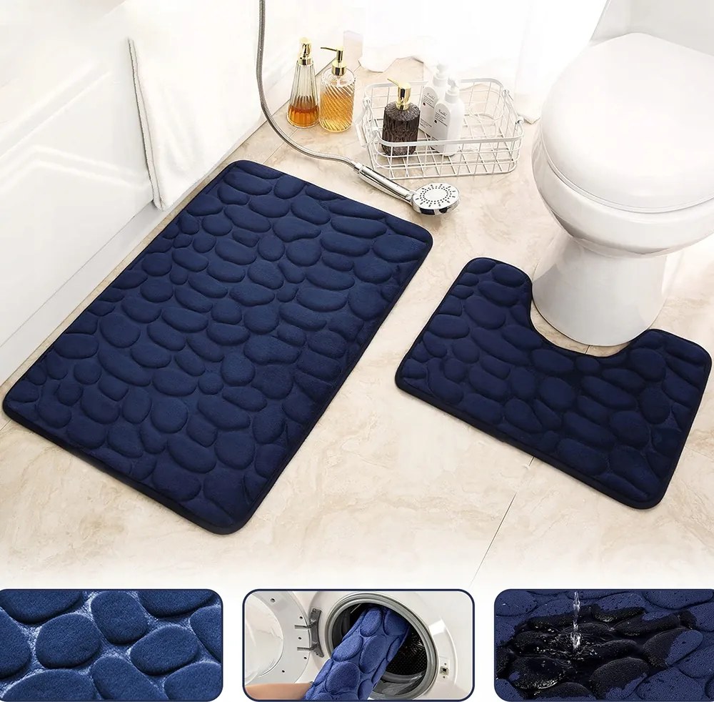 Fürdőszobaszőnyeg szett 2 db-os Wc szett sötétkék