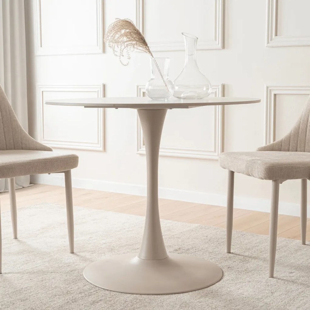 SANDER 90 cm-es étkezőasztal fehér/kasmír színben