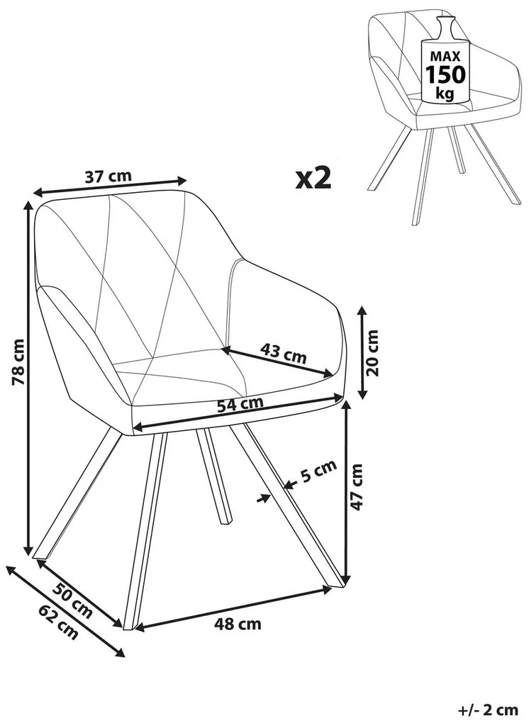 Étkezőszék szett 2 db Manly (szürke). 1009983