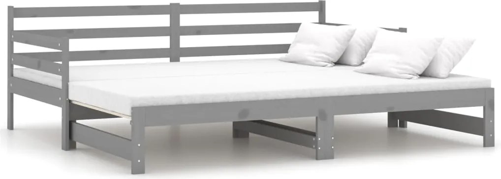 vidaXL szürke tömör fenyőfa kihúzható kanapéágy 2 x (90 x 200) cm