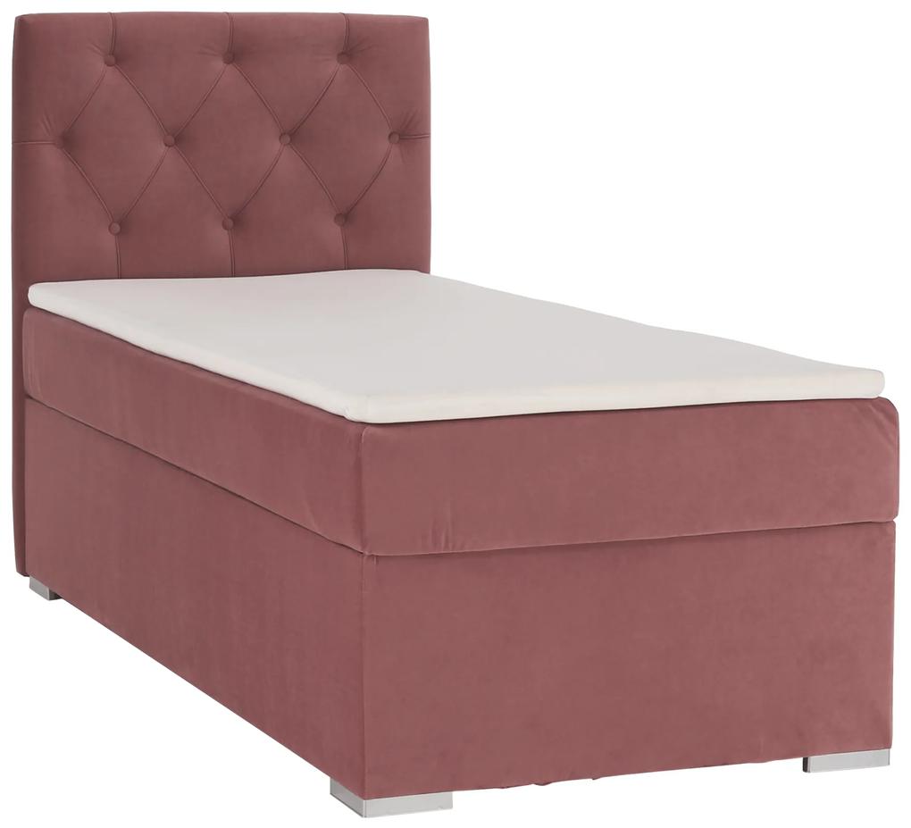 Boxspring ágy, egyszemélyes, fáradt rózsaszín, 80x200, balos, ESHLY