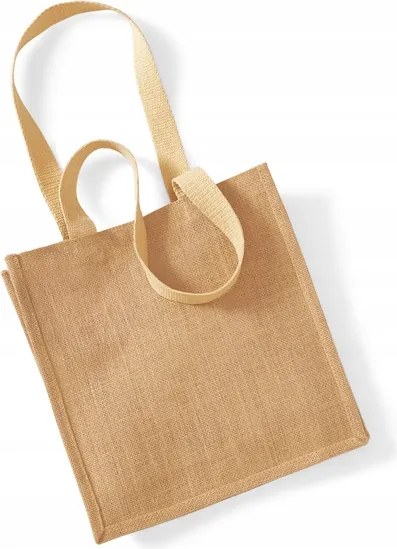 juta bevásárlótáska széles aljjal nagy natúr Juta 30x30x12cm