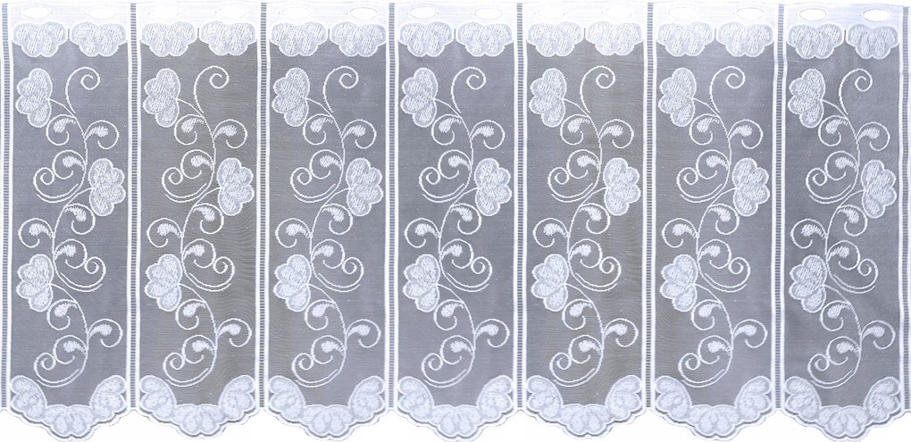 Zsakárd függöny, fehér, szegmentált lambrekin, 50 cm magas