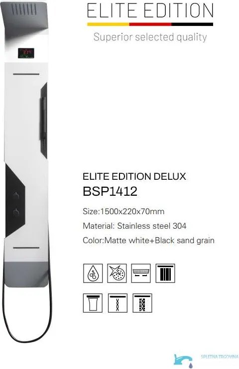 Zuhanypanel ELITE EDITION DELUX BSP1412 LED-világítással és masszázsfúvókákkal, többféle színben