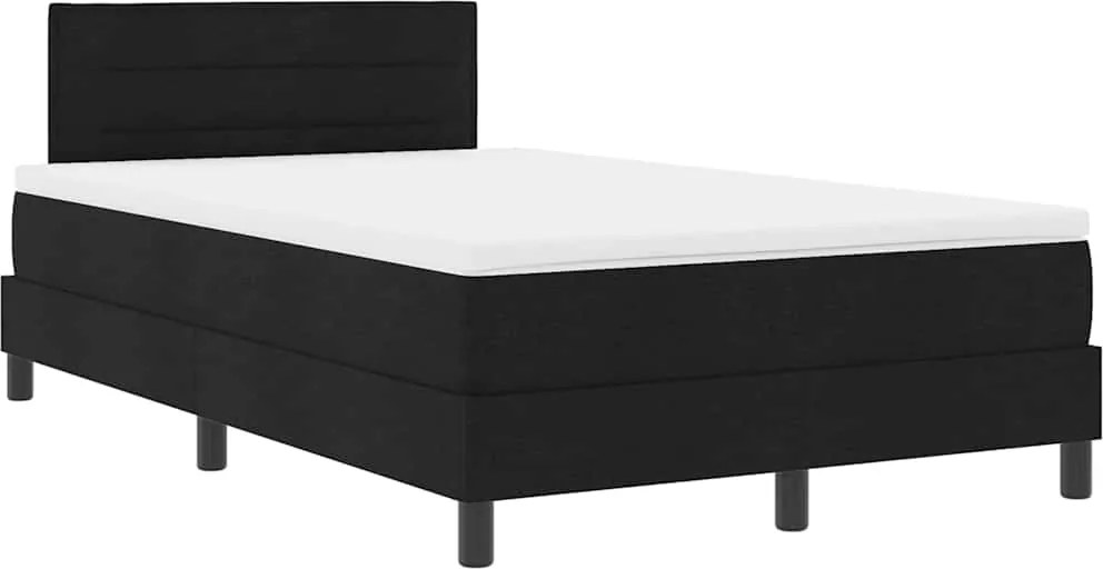 vidaXL Boxrugós ágy matracmal leddel Fekete 120 x 190 cm szövet