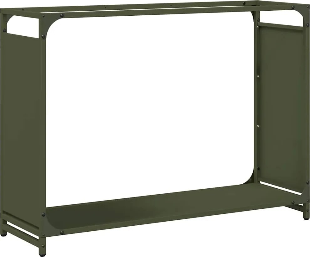 vidaXL olívazöld hidegen hengerelt acél tűzifatároló 90x28x65 cm