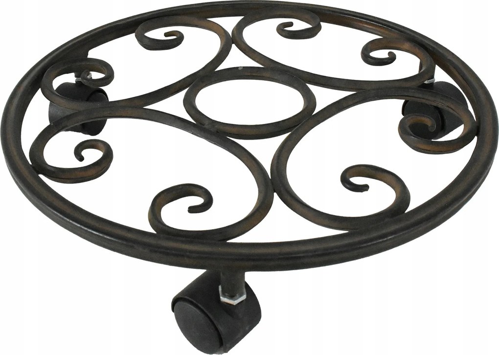 Virágtartó állvány fém virágágyás szilárd kerekes lovagló barna