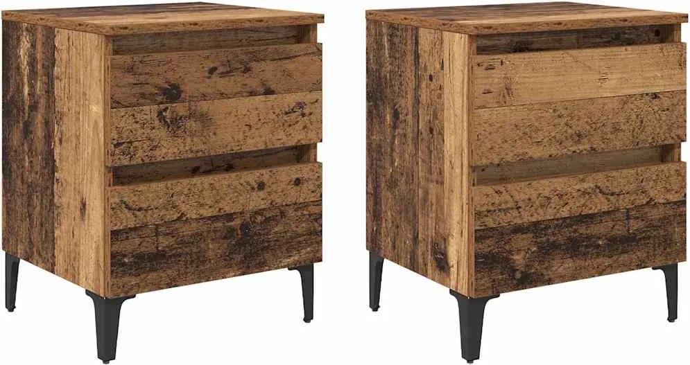 vidaXL Éjjeliszekrény 2 pcs Régi fa 40 x 35 x 50 cm Faanyag