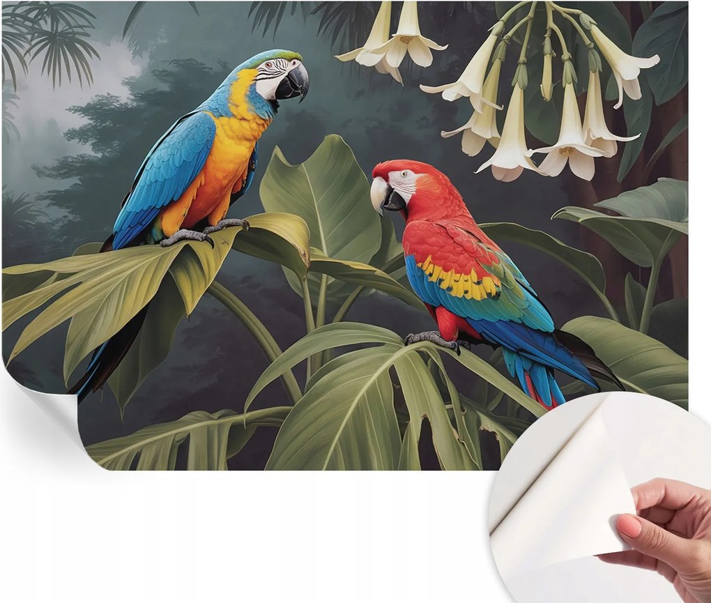 Öntapadós fotótapéta a konyhába Mosható Színes papagájok 152x104 cm