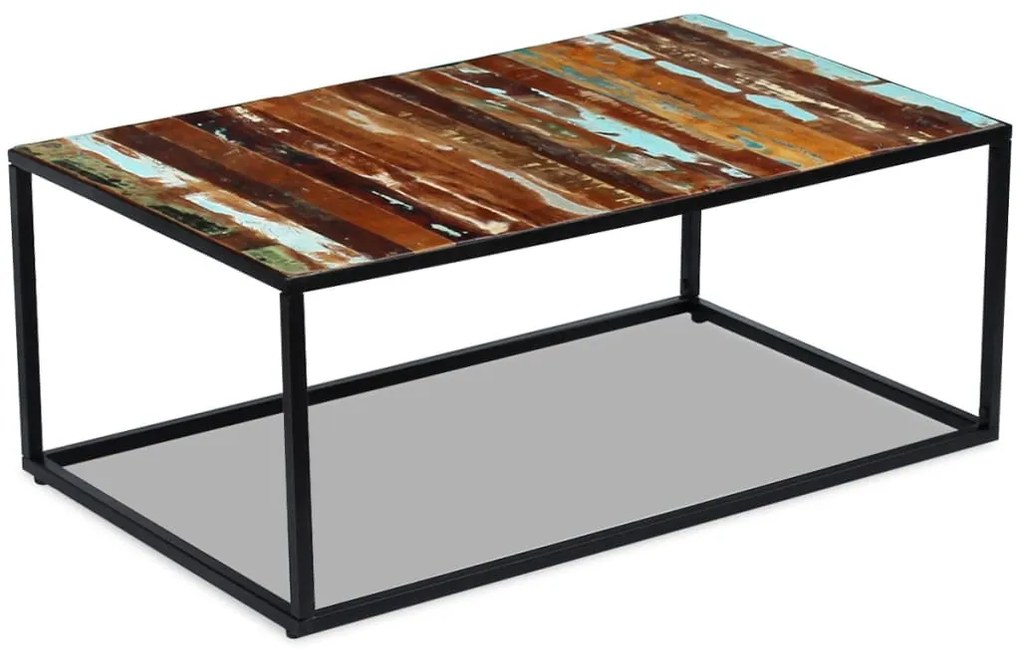 Tömör újrahasznosított fa dohányzóasztal 100 x 60 x 40 cm
