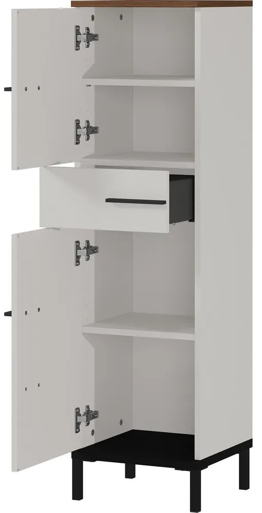 Szürkésbézs fürdőszoba szekrény diófa dekorral 34x123 cm Yonkers - Germania