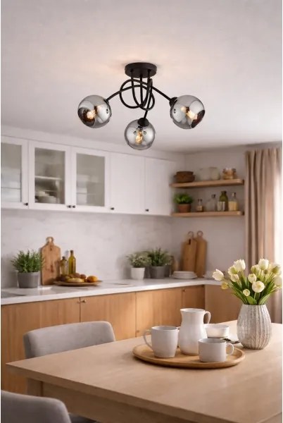 Brilagi - Felületre szerelhető csillár DIOR 3xE27/60W/230V fekete/füstszürke