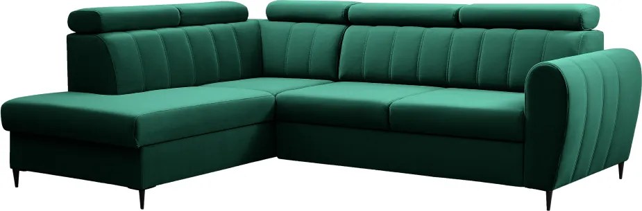 Kinyitható ülőgarnitúra, smaragd, balos, KORIO L