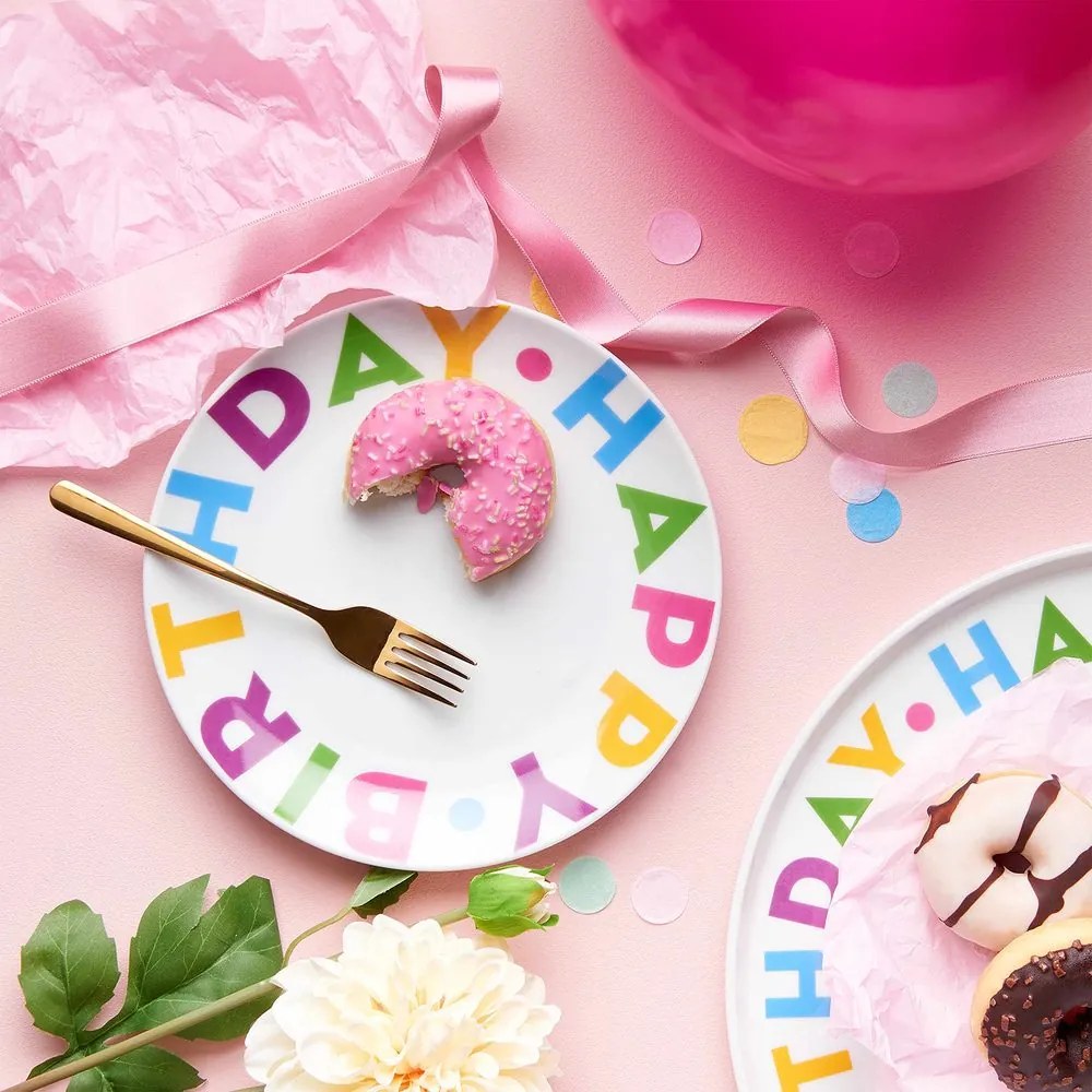 HAPPY BIRTHDAY kistányér Ø 20 cm, színes