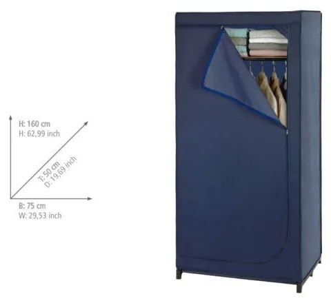 Business kék szövet tárolószekrény, magasság 160 cm - Wenko