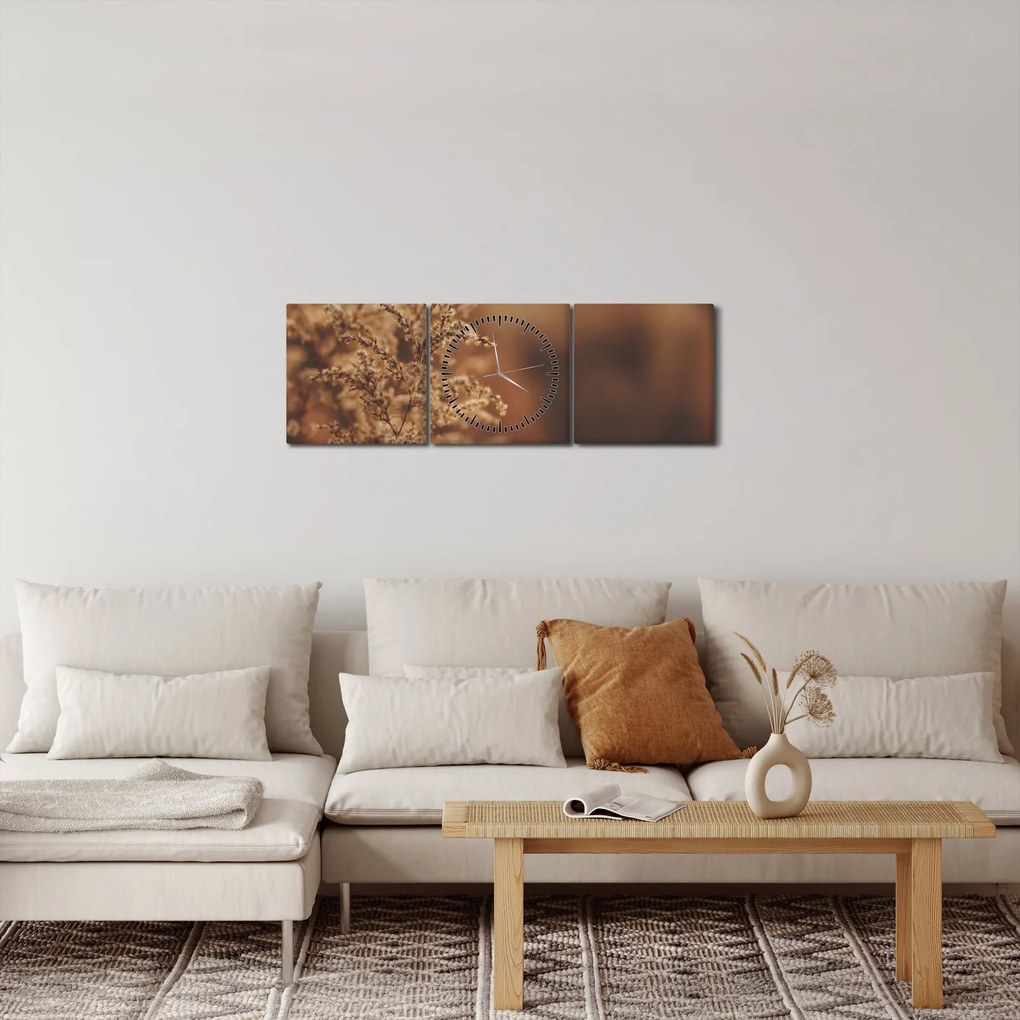 Virágzó fű képe (órával) (90x30 cm)