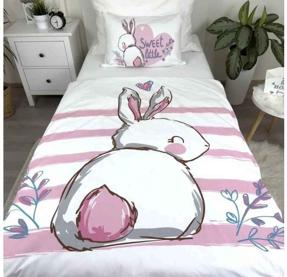 Pamut ágynemű babáknak BUNNY SWEET fehér Ágyneműhuzat mérete: 40 x 60 cm | 100 x 135 cm