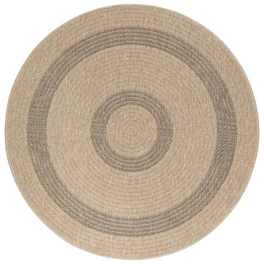 Fekete-bézs kerek kültéri szőnyeg ø 120 cm Comilla – Ayyildiz Carpets