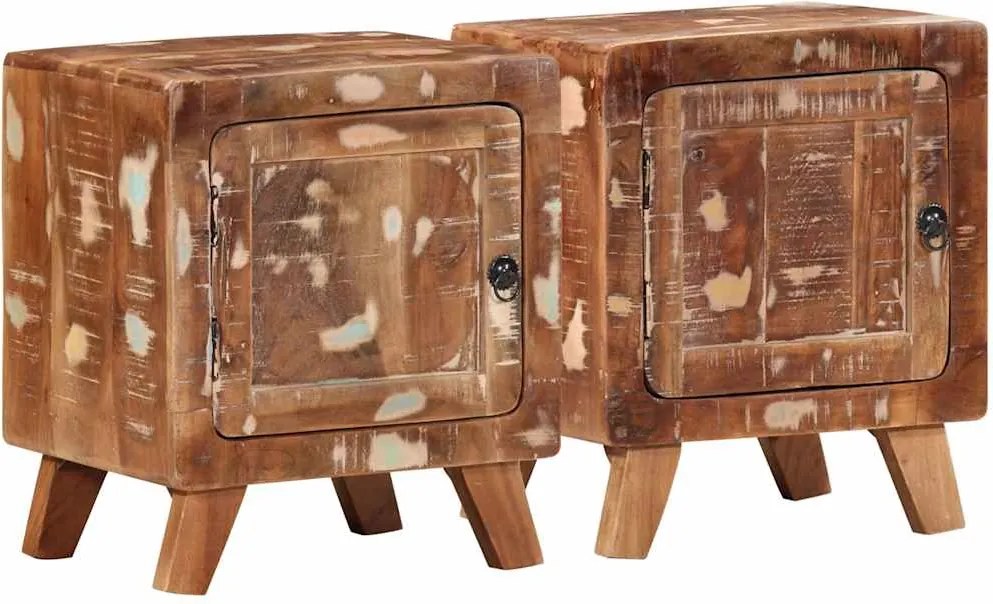 vidaXL éjjeliszekrény 2 db 40x32x46 cm tömör újrahasznosított fa