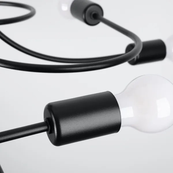 Sollux SL.1457 - Csillár rúdon LEVAR 8xE27/15W/230V fekete