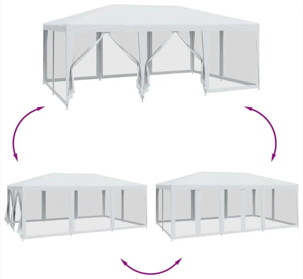 fehér HDPE rendezvénysátor 10 hálós oldalfallal 6 x 4 m