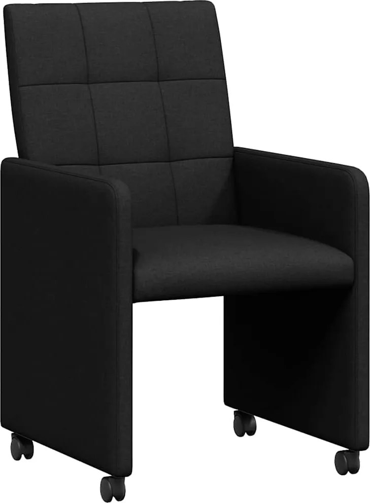 vidaXL Kerekes Étkező Székek 2 pcs Fekete 58 x 65 x 94 cm szövet