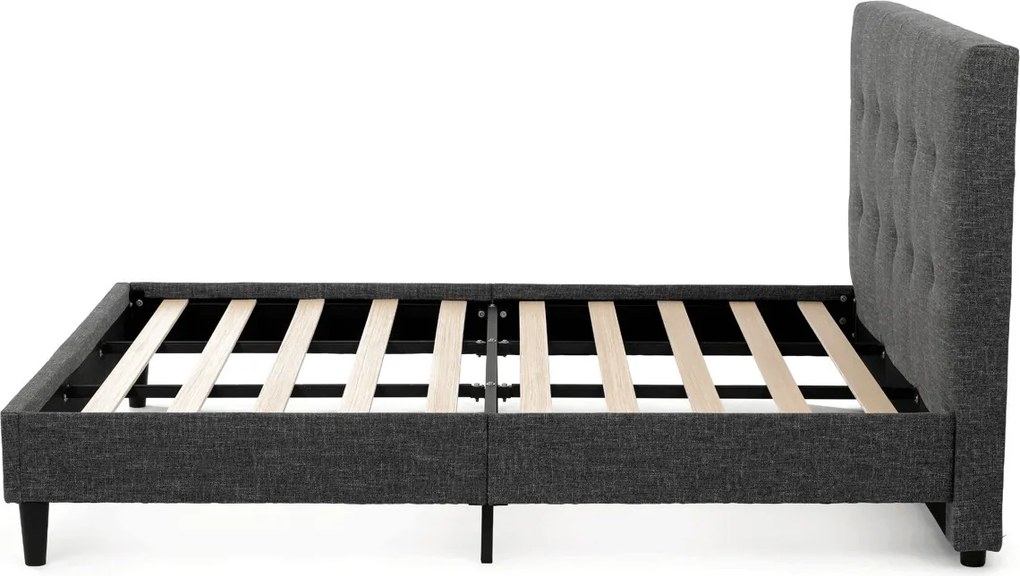 Kárpitozott franciaágykeret szürke szövet – BED-M180