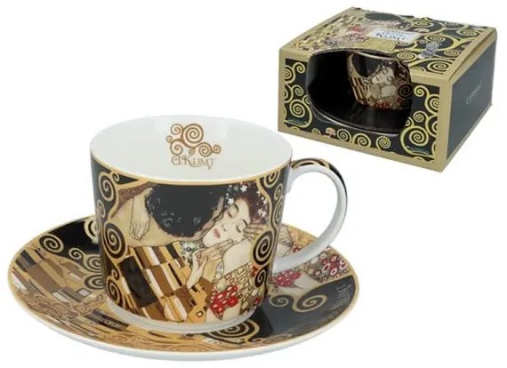 Porcelán csésze aljjal - 230 ml - díszdobozban Klimt A Csók