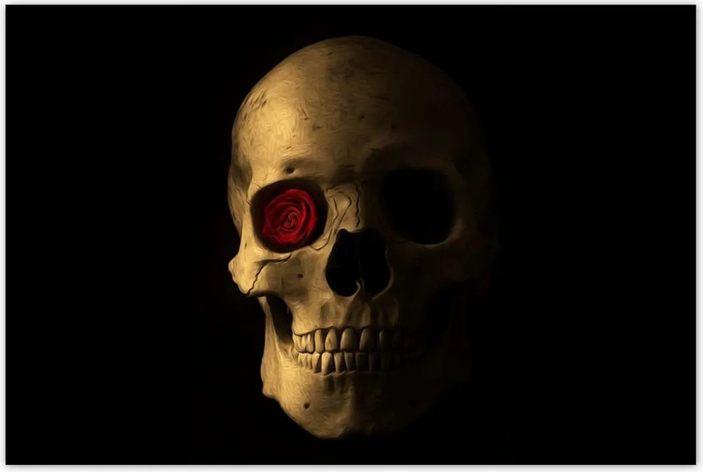 Poszterek 120x80 Koponya rózsával