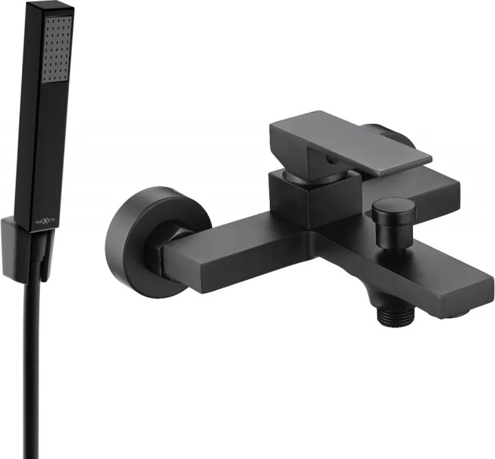 Mexen Uno R77 kádtöltő csaptelep zuhanykészlettel, fekete - 7143R77-70