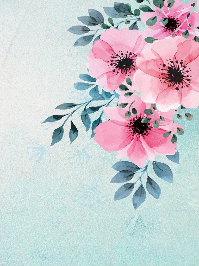 Fotótapéta Rózsaszín virágok kék háttér finom nyugalom 184x254 +ragasztó