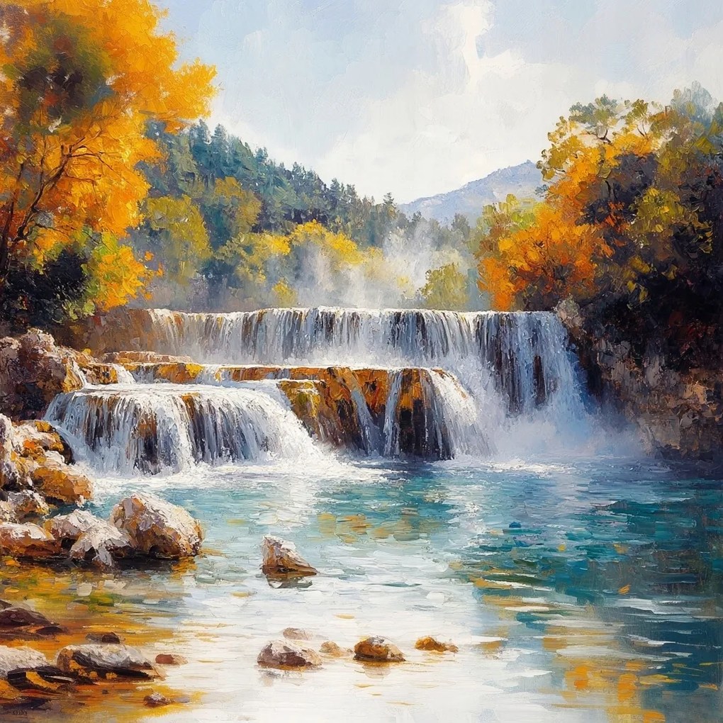 Vászonkép Canvas Tájkép Horvátország Park Krka Vízesés Ősz 80x80
