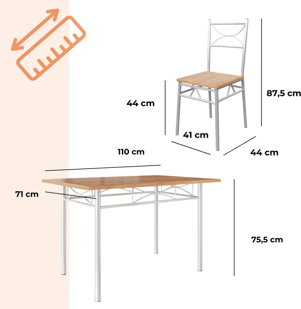 PAUL étkezőgarnitúra, 5 részes, természetes barna Casaria