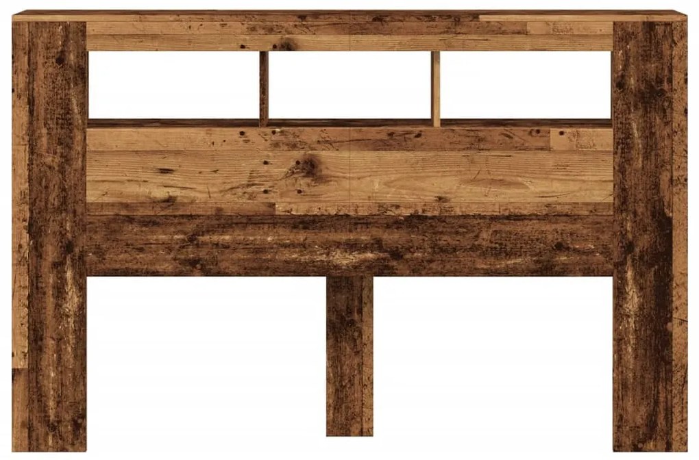 antik fa színű szerelt fa LED-es fejtámla 160x18,5x103,5 cm