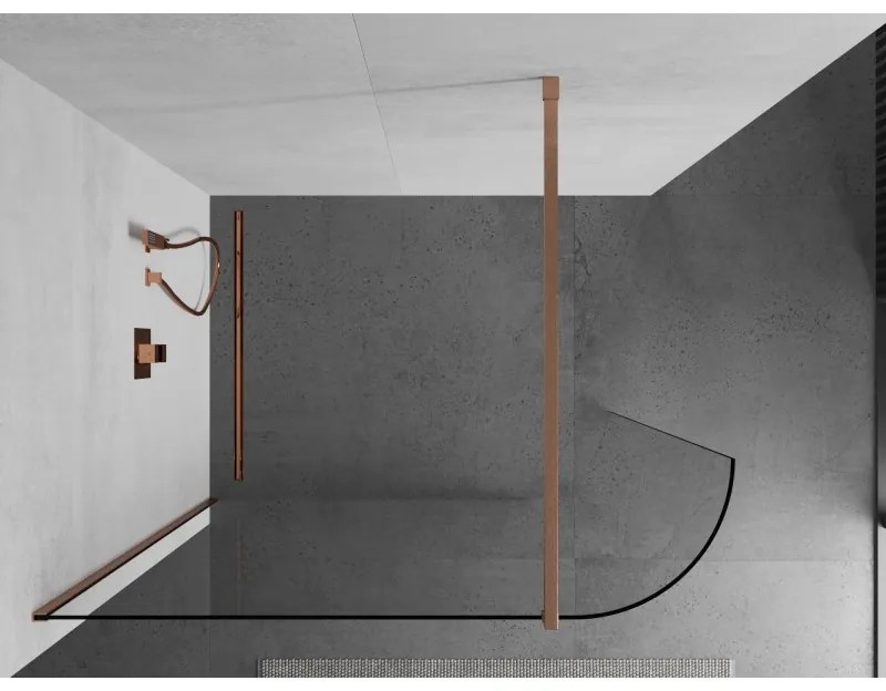 Mexen Kioto, Walk-In zuhany paraván 160 x 200 cm, 8 mm átlátszó üveg, réz matt profil, 800-160-101-65-06