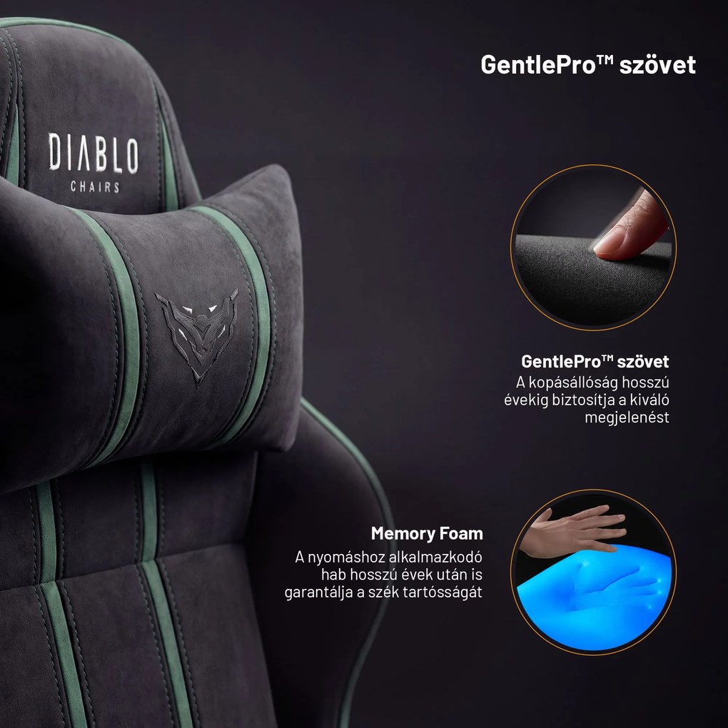 Gamer szék szövet Normal Size, fekete-zöld: Diablo X-One 2.0 Forest Green
