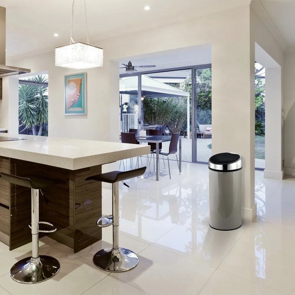 Szürkésbarna acél érintésre nyíló szemetes 30 l – MSV