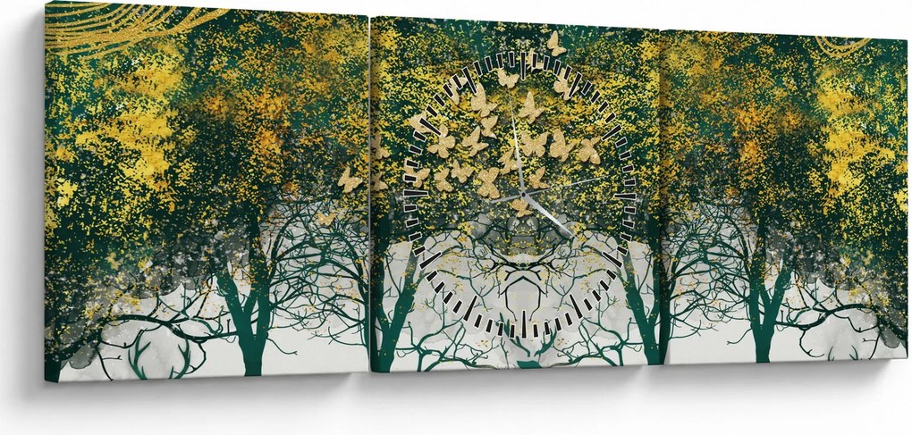 Kép - Szarvas a zöld erdőben (órával) (90x30 cm)