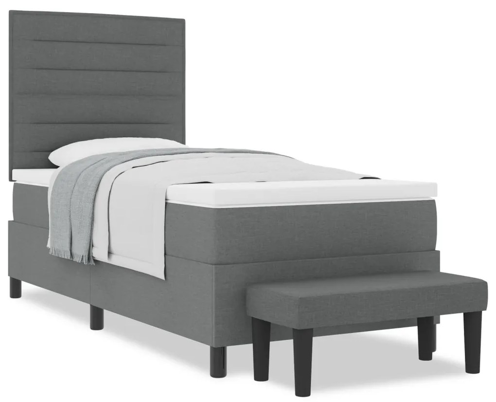 Box Spring Ágy Matraccal és Pad Szürke 90x190 cm Szövet