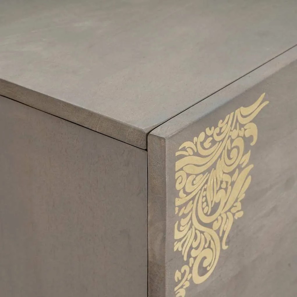 Széf polcokkal Szürke és Arany 80 x 33.5 x 75 cm Tömör mangófa