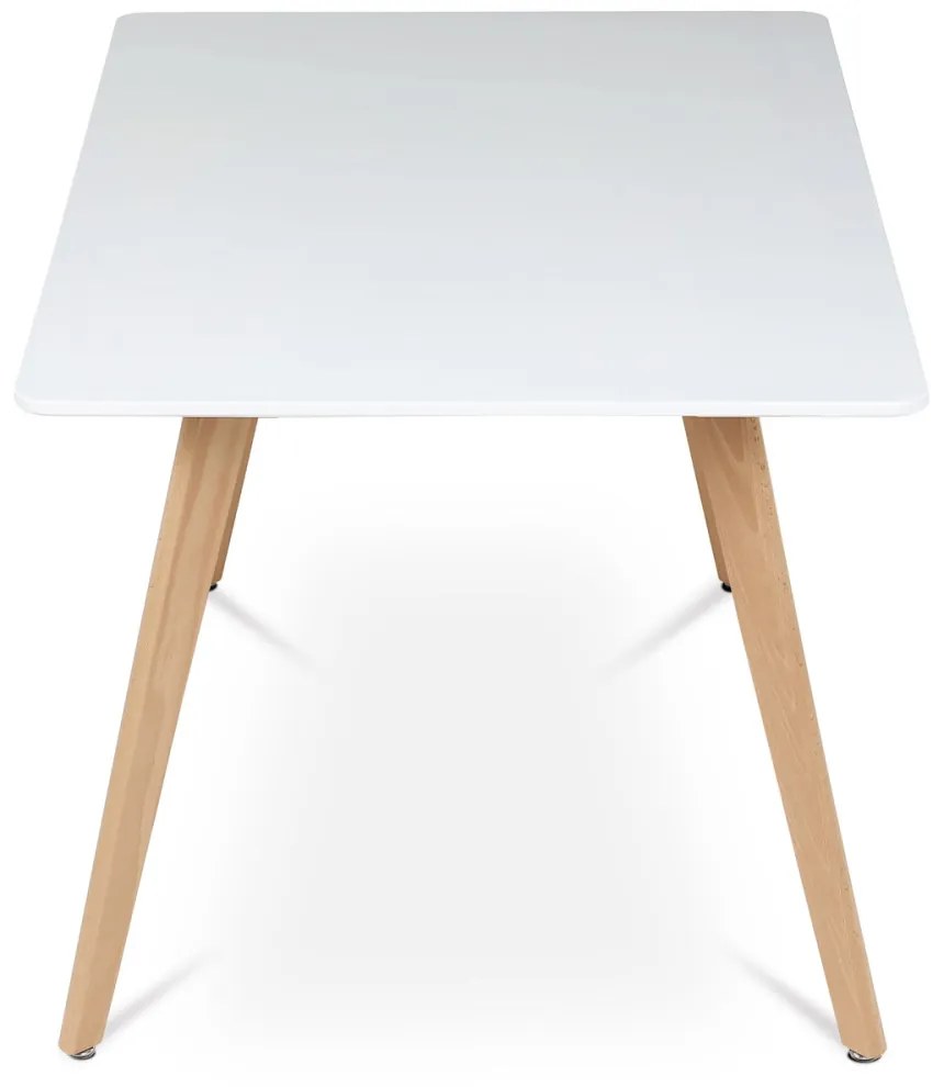 Masă de Bucătărie 120x80x74 cm, MDF, lac alb mat, picioare din fag masiv. DT-313