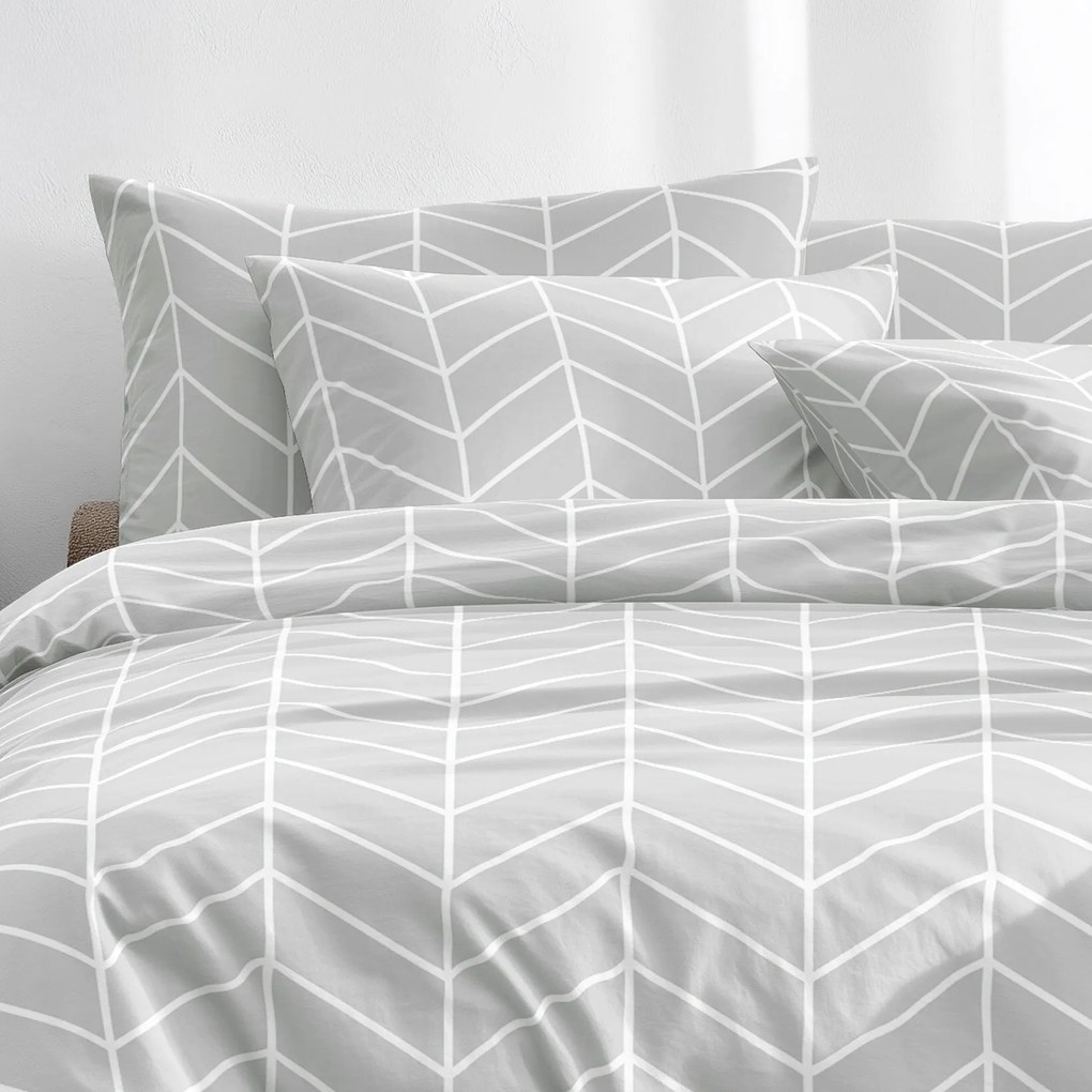 Goldea pamut ágyneműhuzat - fehér cikkcakk szürkén 140 x 200 és 70 x 90 cm