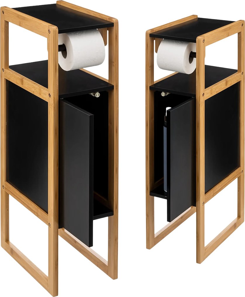 Keskeny WC-papír szekrény Natureo bambusz fogantyúval fekete bambusz