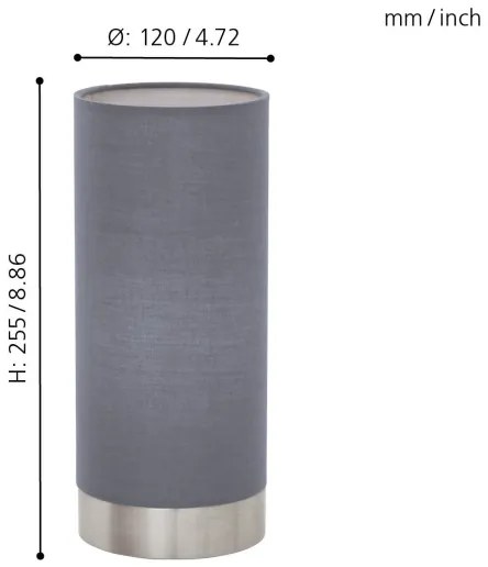 Eglo 95119 - Dimmelhető asztali lámpa PASTERI 1xE27/60W/230V